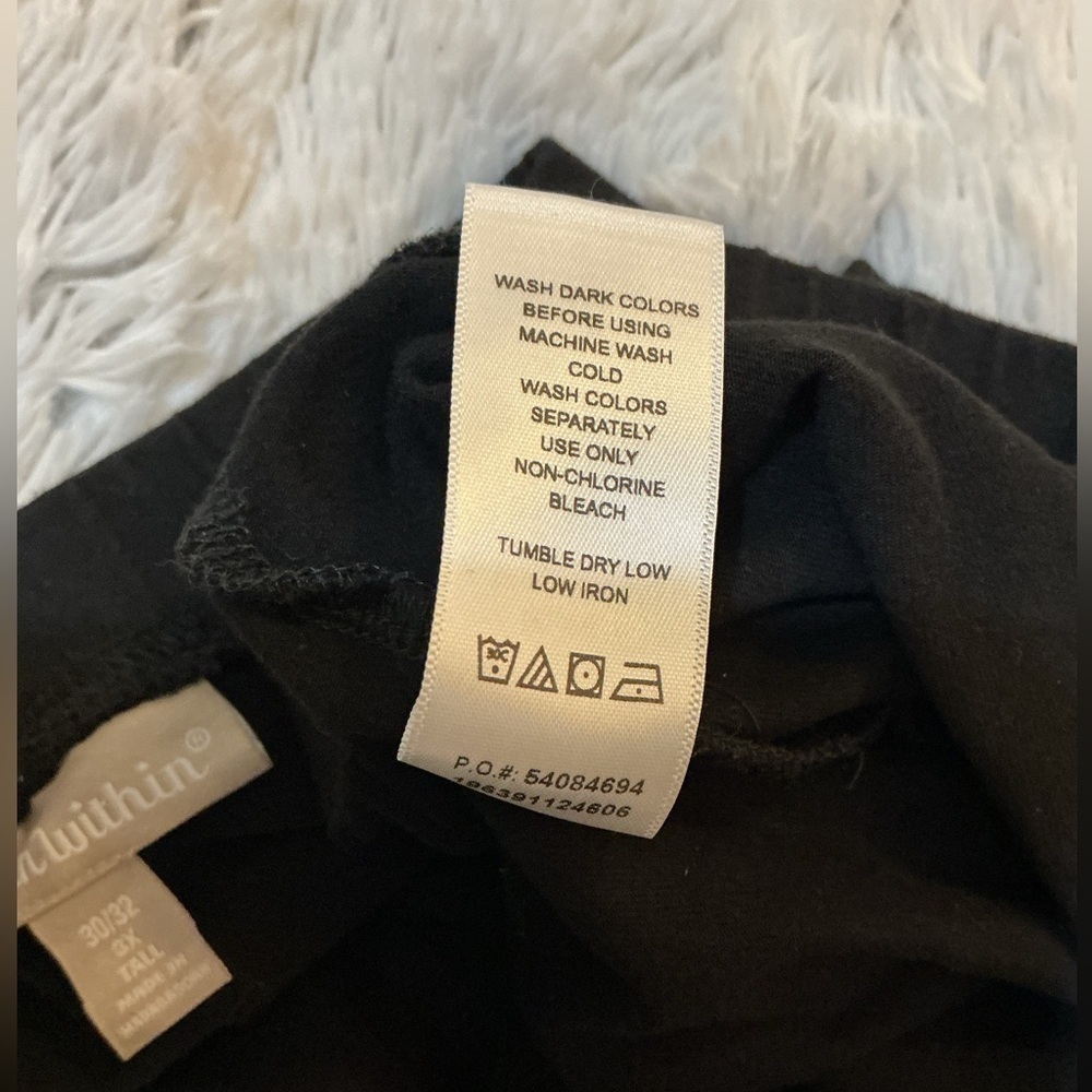 Woman Within Plus Size 3X Tall Black Stretch Cotton Bootcut Leggings Pull-On - Picture 7 of 10